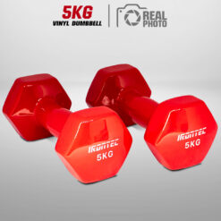 ดัมเบล 5KG (1 คู่) หุ้มยางไวนิล สีแดง