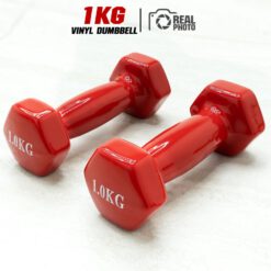ดัมเบล 1KG (1 คู่) หุ้มยางไวนิล สีแดง
