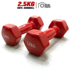 ดัมเบล 2.5KG (1 คู่) หุ้มยางไวนิล สีแดง
