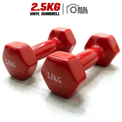 ดัมเบล 2.5KG (1 คู่) หุ้มยางไวนิล สีแดง