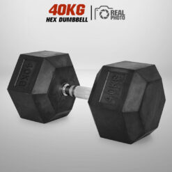 ดัมเบล หกเหลี่ยม หุ้มยาง 40KG (1 ข้าง) HEX Dumbbell