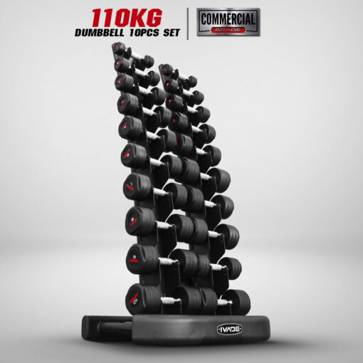 ชุดดัมเบล Studio 1-10KG 10 คู่ รวม 110KG พร้อมชั้นวาง Commercial Grade