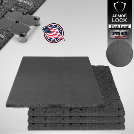 แผ่นยางกันกระแทก รุ่น ARMOR LOCK (สีดำ) ขนาด 50x50cm หนา 25มม. ชุด 4 แผ่น 1 ตารางเมตร