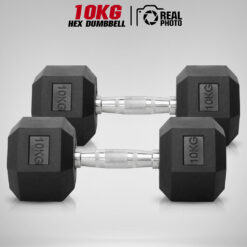 ดัมเบล หกเหลี่ยม HEX หุ้มยาง ขนาด 10KG x 2 ชิ้น (DBHEX10KG)