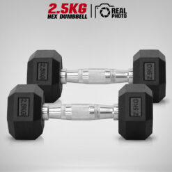 ดัมเบล หกเหลี่ยม HEX หุ้มยาง ขนาด 2.5KG x 2 ชิ้น (DBHEX2.5KG)