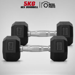 ดัมเบล หกเหลี่ยม HEX หุ้มยาง ขนาด 5KG x 2 ชิ้น (DBHEX5KG)