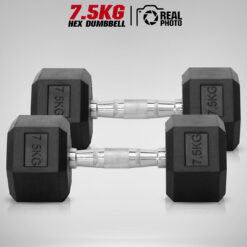 ดัมเบล หกเหลี่ยม HEX หุ้มยาง ขนาด 7.5KG x 2 ชิ้น (DBHEX7.5KG)