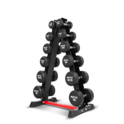 ดัมเบล กลม หุ้มยาง IRONTEC 6 คู่ ขนาด 2.5-15KG พร้อมขาตั้ง (DB4012SET105KG)